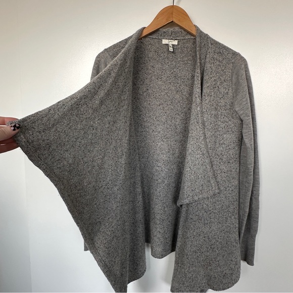Joie • Gray Speckled Waterfall Marled Wool Cardigan Sweater - Picture 5 of 11
